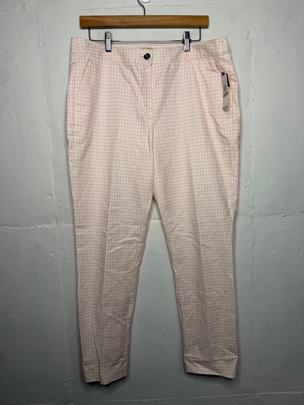 NEW Michael Kors Womens Pink White Gingham Pants Size 12